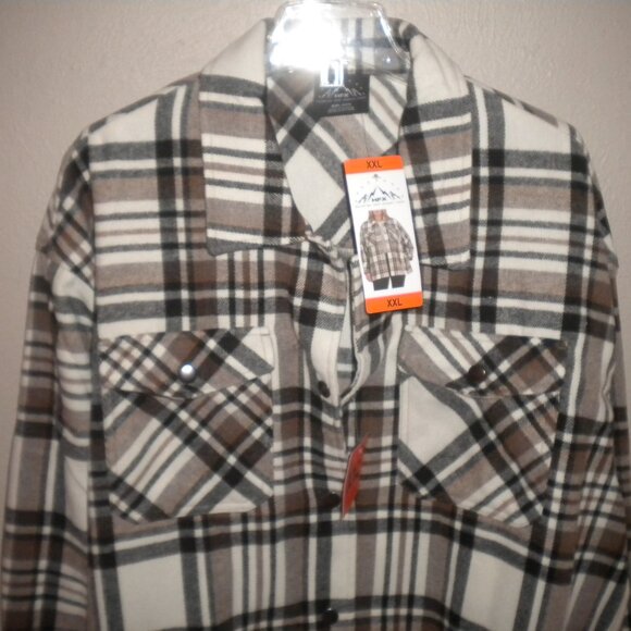 HFX Women's Plus Size XXL Snap Brown Plaid Shirt Jacket Shacket NWT - Picture 3 of 5